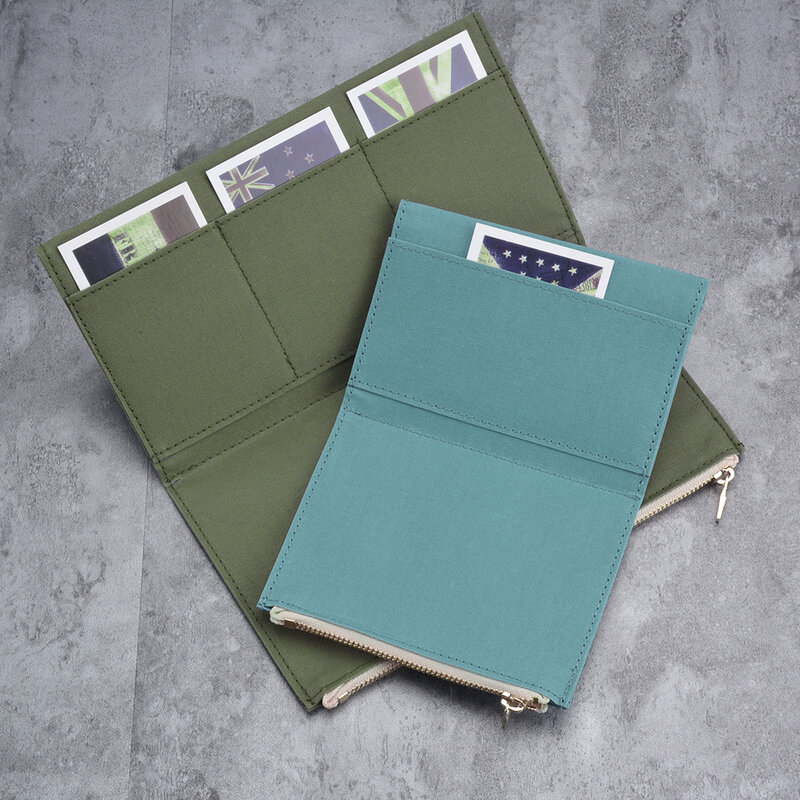 Tasca con cerniera in tessuto di tela tasca rilegata in pelle accessorio per pianificatore di Notebook normale borsa per la conservazione del passaporto cartella di File di cancelleria