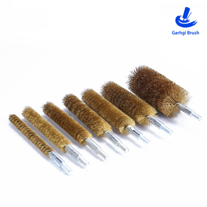 Copper Wire Brushes in Twisted Wire Brush for Cleaning, Deburring, Rust Removing, Surface Finishing on Innerhole, Crosshole
