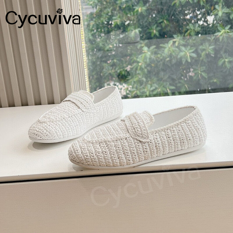 Cane Weave Flat Casual Shoes For Women Designer Slip On Loafers Spring Formal Dress Shoes Brand Ballet Flats Shoes