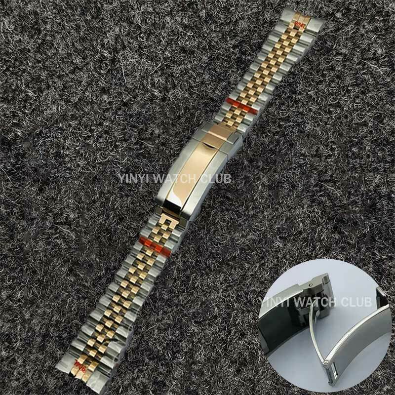 20mm silver black gold bracelet slide glide lock clasp 904L stainless steel strap fit watch case watch band
