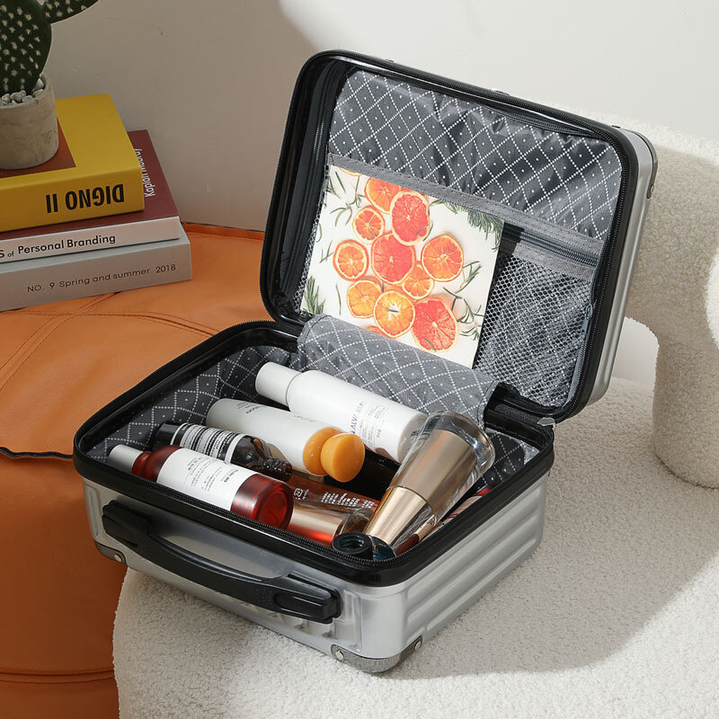 Mini valise de voyage étanche avec fermeture éclair, boîtes de rangement portables, valise de maquillage, bagages pour enfants, 14 ", nouveau