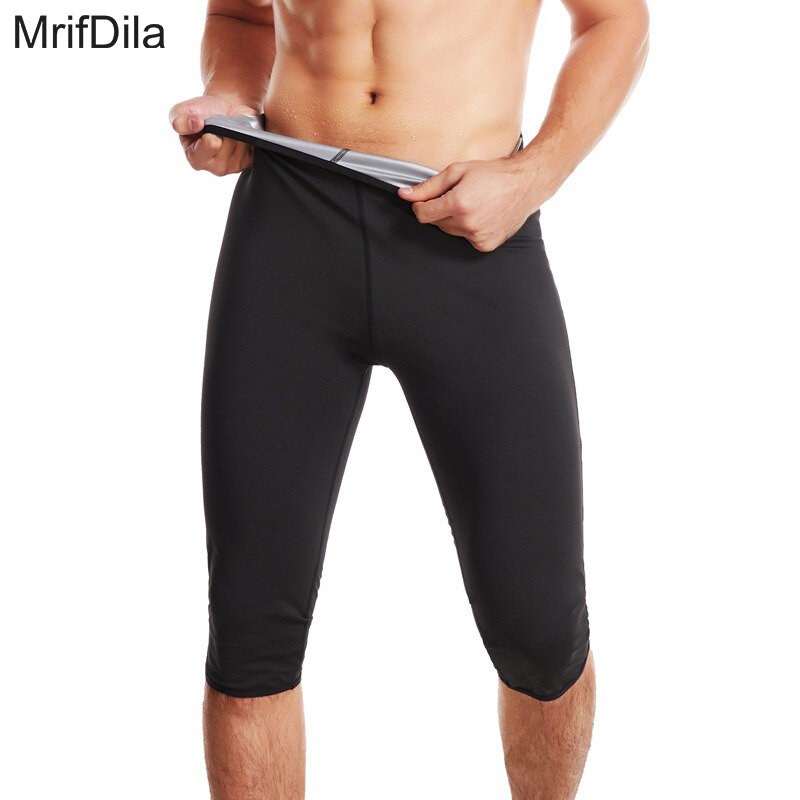 MrifDila celana pendek Sauna untuk pria, celana pendek olahraga Sauna pembentuk tubuh tubuh penurun berat badan, celana latihan pelangsing kompresi untuk pria