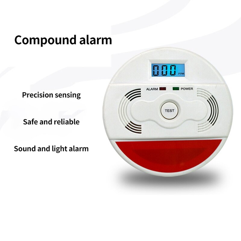 Detector de alarme CO Monóxido de carbono para cozinha, Envenenamento Smoke Gás Sensor, Segurança Home