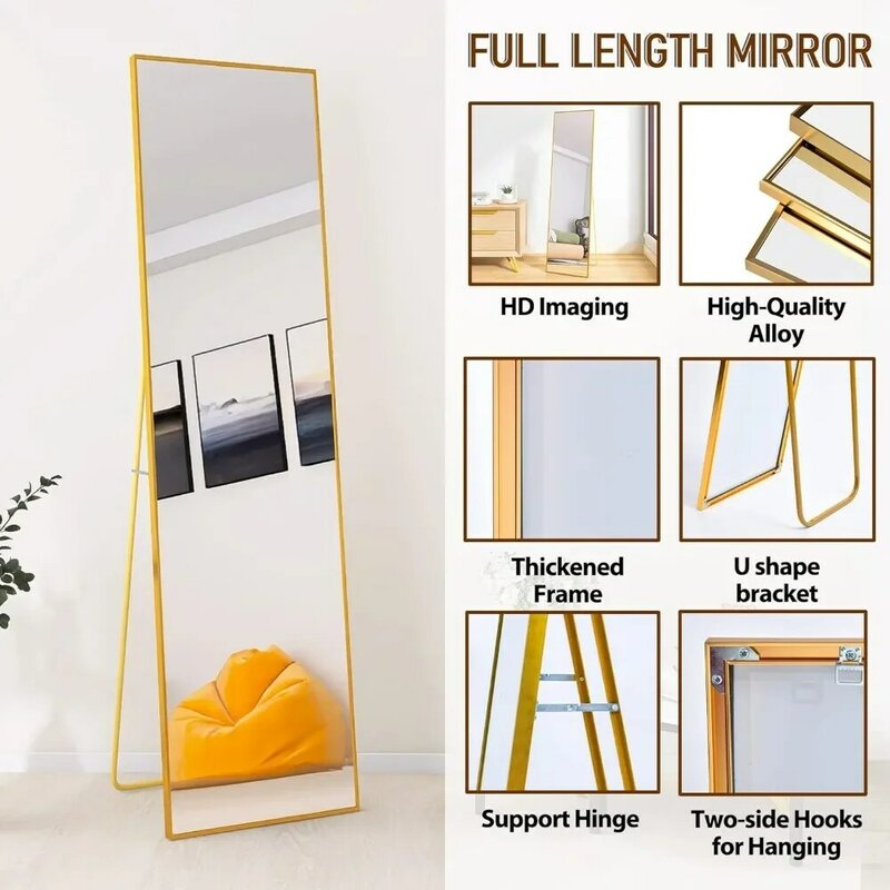 Cermin kamar tidur, cermin dinding dengan bingkai paduan aluminium, pengiriman gratis furnitur ruang tamu