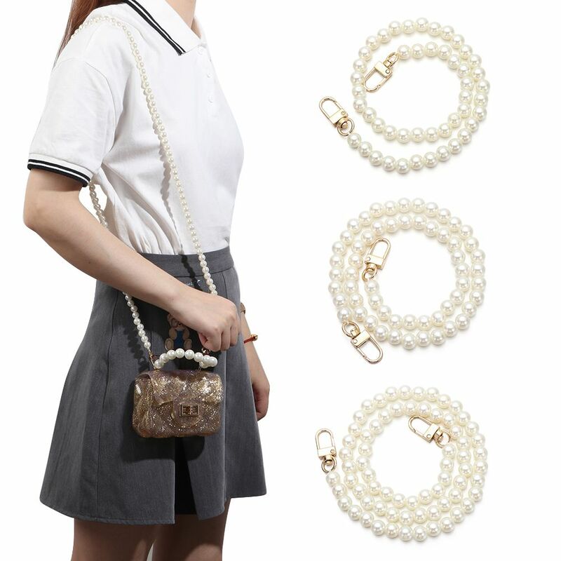 Cordón cruzado de cadena de perlas de moda, accesorios de bolsa de funda de teléfono, cadena de mano corta, cámara, se puede llevar con correa de hombro