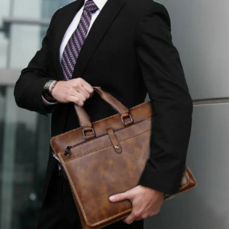 Luxus Business Herren Aktentasche Vintage Leder Handtasche große Kapazität männliche Schulter Cross boby Tasche Büro Laptop