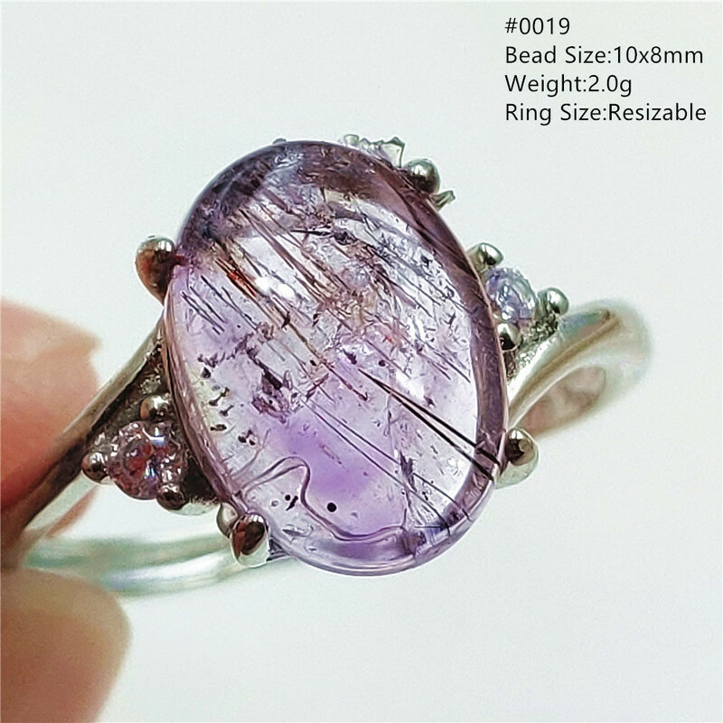 Натуральное черное фиолетовое кольцо Super Seven 7 овальное регулируемое кольцо рутилированное супер семь 7 кольца фотокольца AAAA