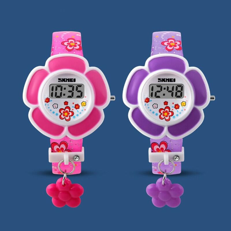 LED Light Watches For Kids Boys Watches Children Electronic Watches Cartoon Wristwatch Korean Silicone Wristwatches Flower