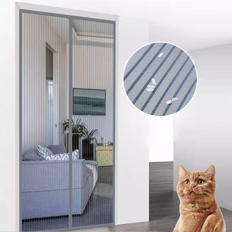 Mosquiteiro magnético para porta, tamanho personalizado, cortina, tela, desligar automaticamente, malha invisível