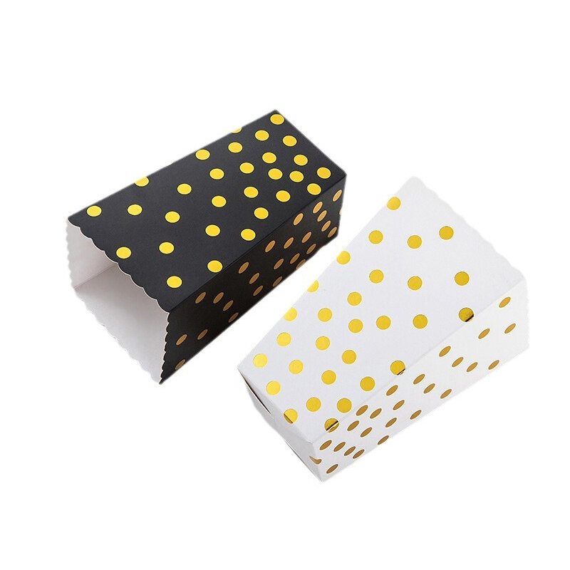Бумажная коробка для попкорна, 6 шт., черная, белая, Стандартная бумажная коробка в горошек, коробка для кукурузных конфет, закусок, товары для свадьбы, вечеринки, детского дня рождения