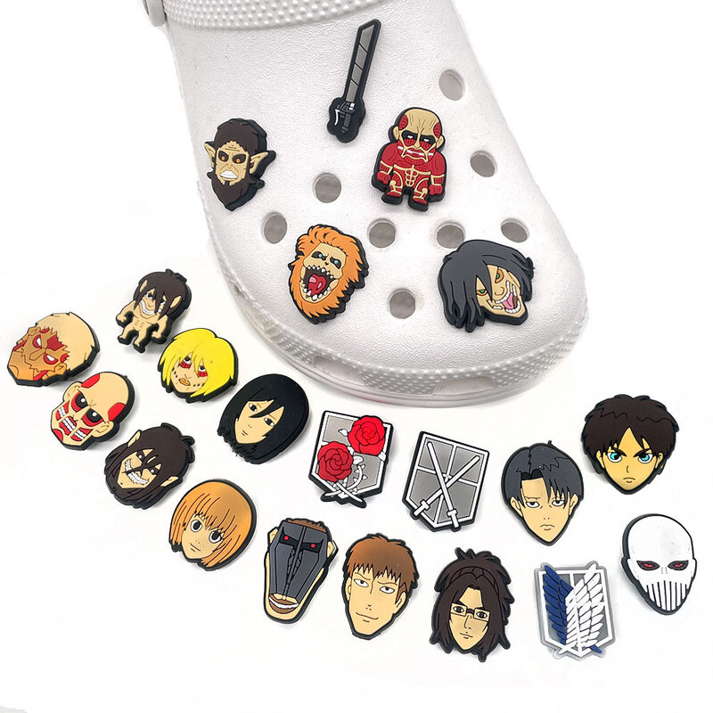 Single Sale 1pcs Anime Attack on Titan Sandals Accessories Shoes Buckle DIY Slippers Decorations Novelty Shoe Charms Souvenirs