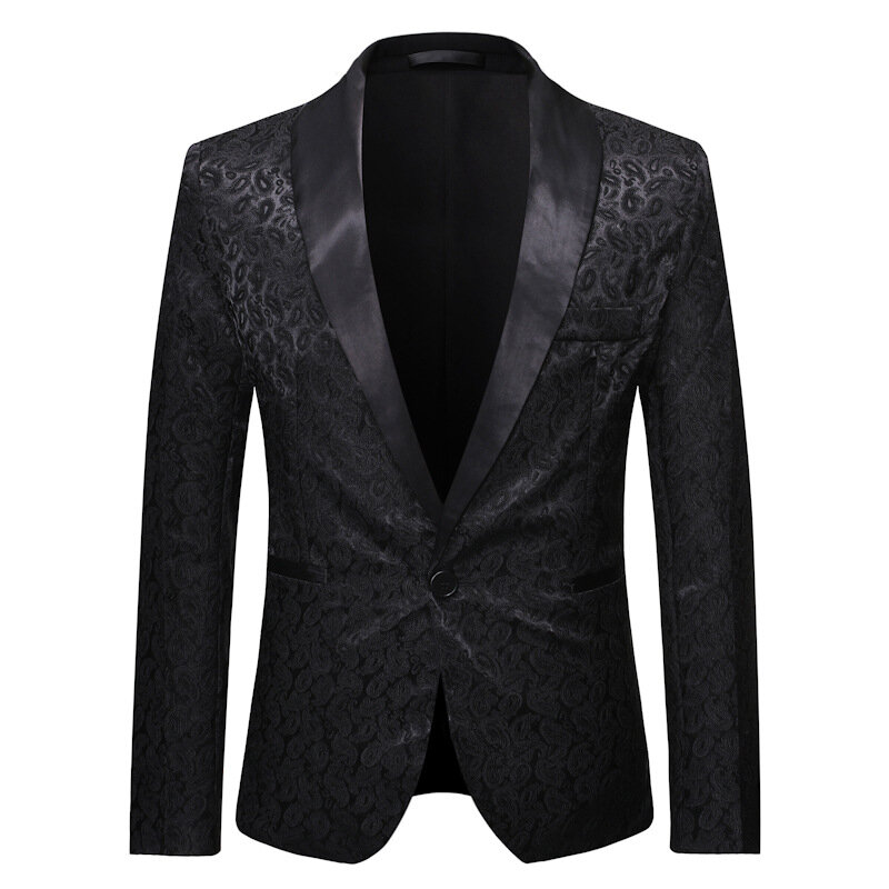 HOO-Blazer Jacquard de cor contrastante masculino, banquete do anfitrião do palco, casamento, tamanho europeu, 2024