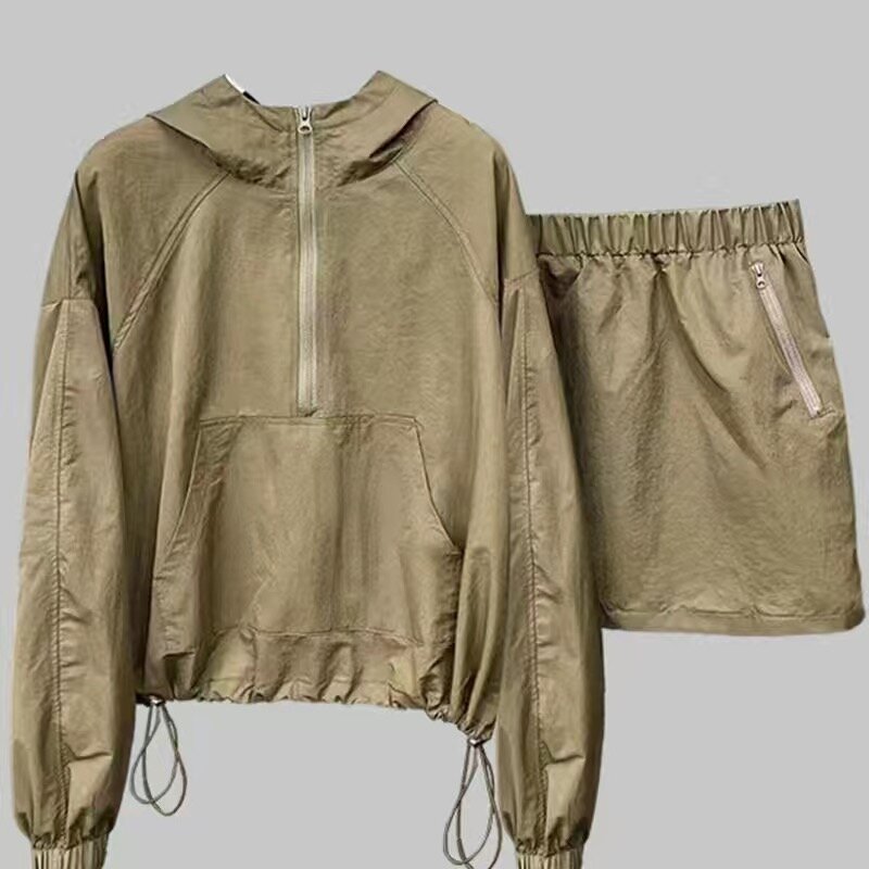 Conjunto de Sudadera con capucha para mujer, abrigo protector solar, ropa de Golf de dos piezas, trajes de Golf coreanos, 2024