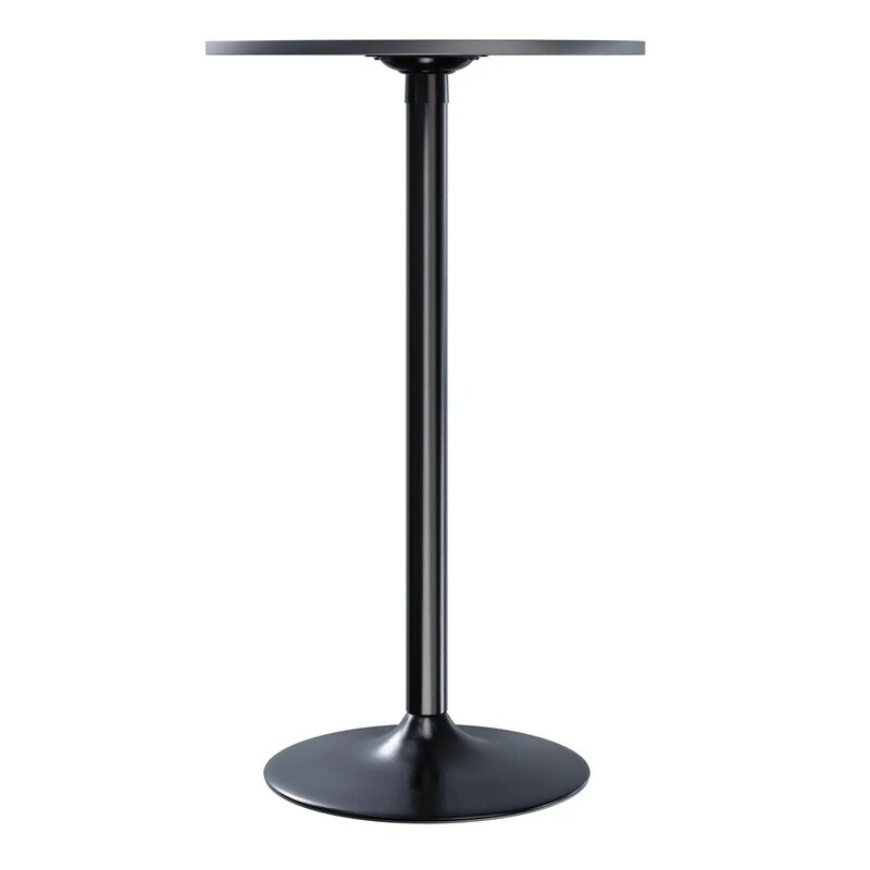 โต๊ะผับทรงกลมพร้อมไม้ MDF โต๊ะบาร์ด้านบนสำหรับห้องครัวบิสโทรโต๊ะค็อกเทลรับประทานอาหารสูงสีดำ