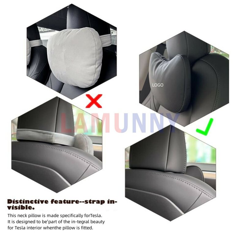 For Tesla Seat Headrest Pillow 2 PCS Neck Pillow Uniquely Designed for Tesla Model Y/3 Neck Support Cushion Genuine Leather