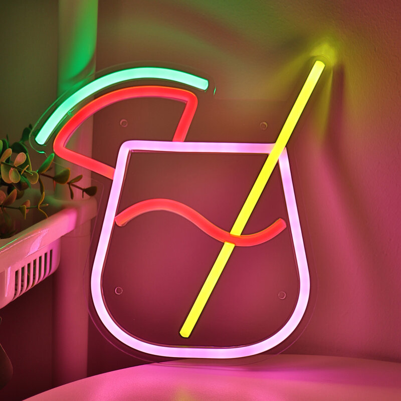 1 Stuk Watermeloen Sap Glas Led Muur Neon Kunstbord Licht Voor Partij Influencer Woonkamer Sap Winkel Decoratie 8.9 ''* 9.17''