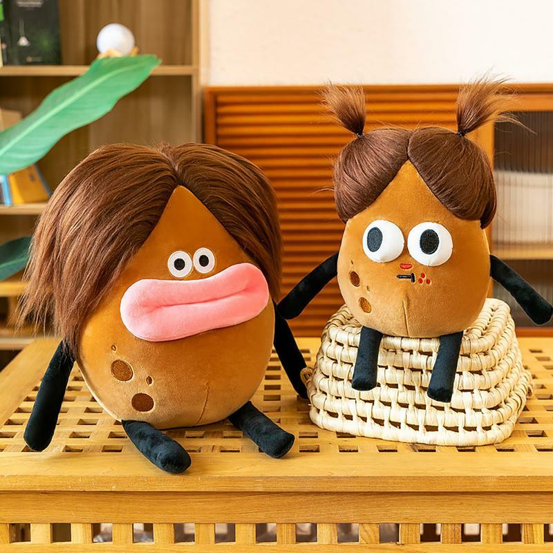 Bantal boneka kentang boneka kentang dengan ekspresi lucu boneka sayuran hidup ramah kulit untuk kamar tidur asrama