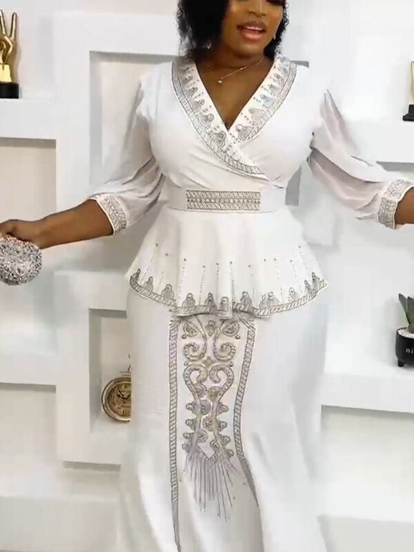 Set 2 potong pakaian Afrika ukuran besar rok Afrika Dashiki dan atasan untuk wanita pakaian gaun pesta pernikahan Ankara jubah baru 2024