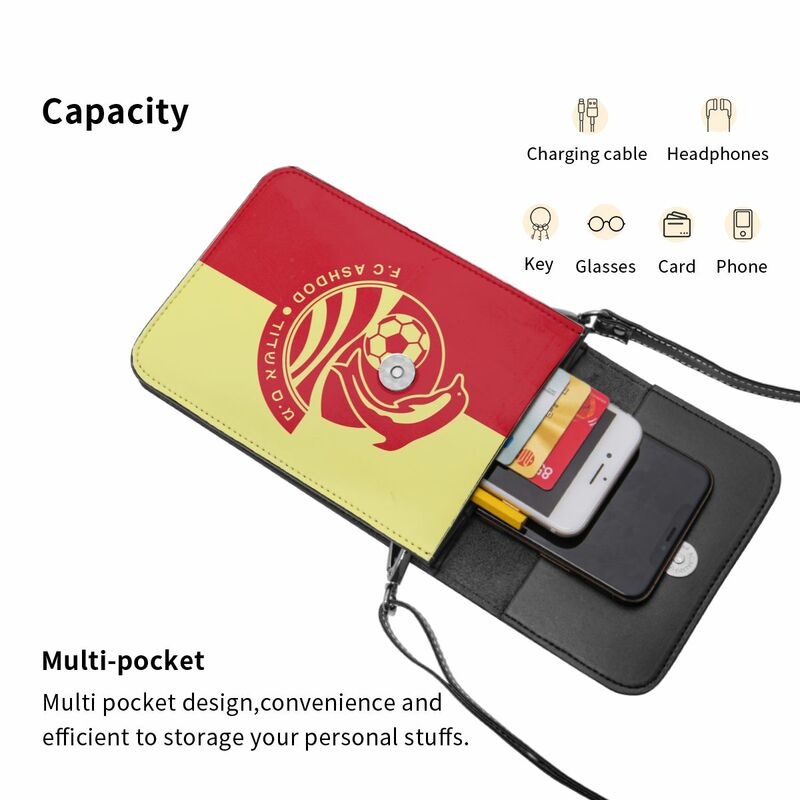 F.C Ashdod dompet selempang tas ponsel tas bahu dompet ponsel tali dapat disesuaikan