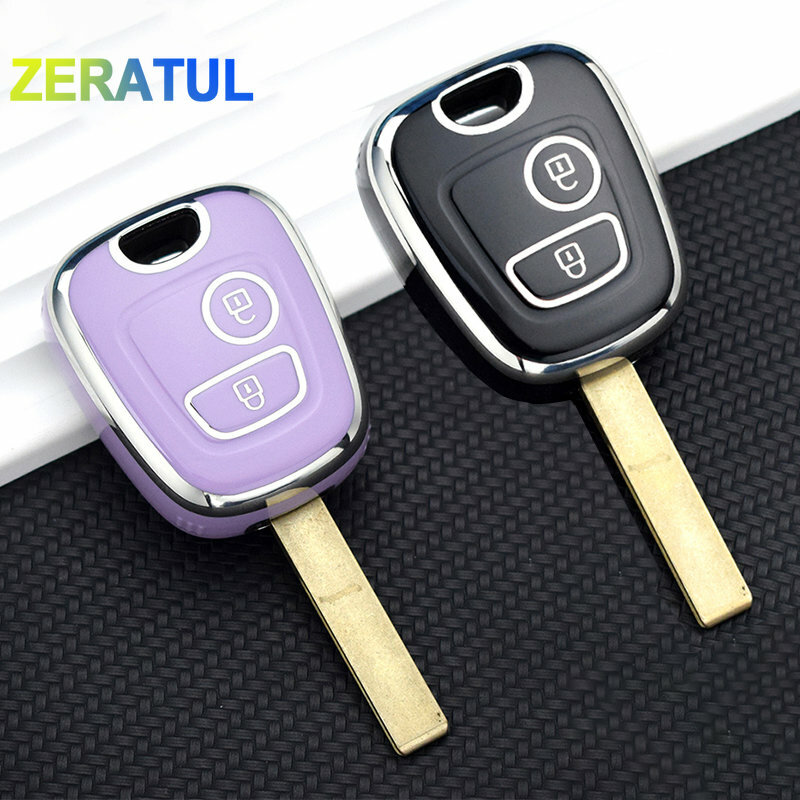 TPU Car Remote Key Case Cover Shell Fob Keychain For Peugeot 107 206 207 307 For Citroen C1 C2 C3 C4 For Toyota Aygo