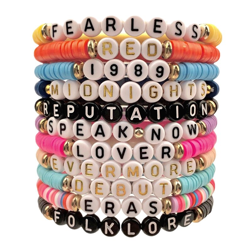 Swiftie Music Collection 11 Set di braccialetti dell'amicizia ispirati all'album Taylor Swift con ciondoli personalizzati con lettere
