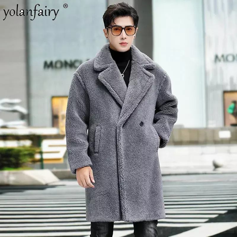 Новинка, мужское меховое пальто, средней длины, свободная Толстая меховая одежда, мужские зимние пальто и куртки FCY5444