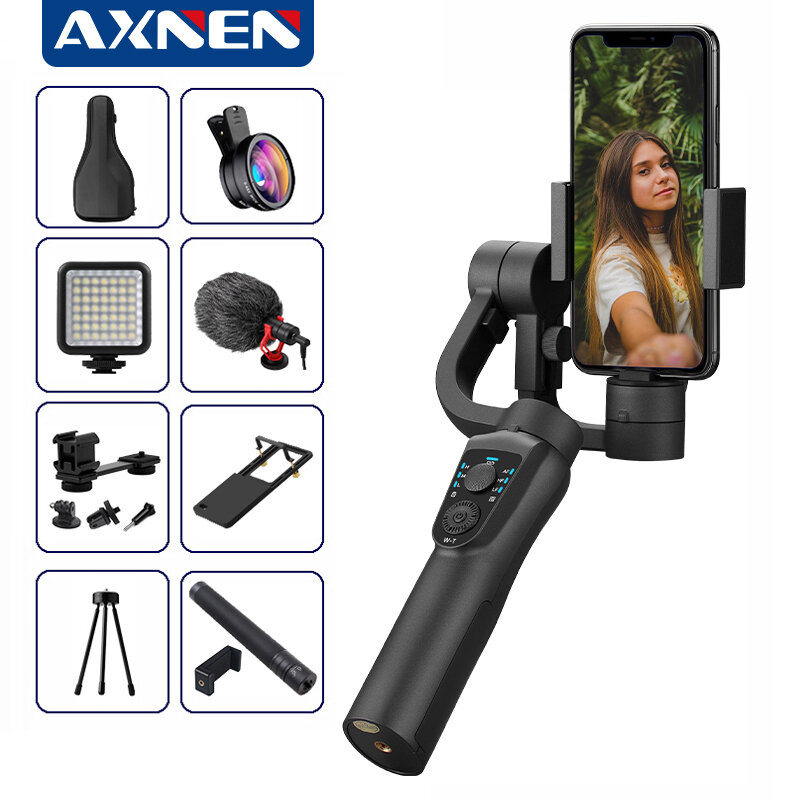 AXNEN S5B 3แกน Handheld Gimbal Stabilizer โทรศัพท์มือถือวิดีโอบันทึกสมาร์ทโฟน Gimbal สำหรับกล้อง Action Phone VS H4