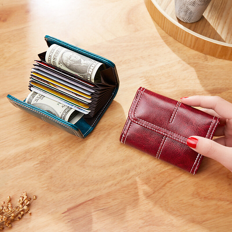 Dompet pendek wanita dompet kecil tempat kartu gadis tas ID tempat kartu dompet koin dompet wanita pengait padat dompet koin Multi kartu