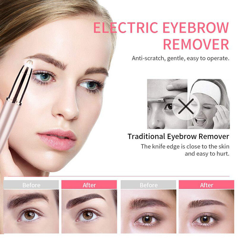 Aparador de sobrancelha elétrico para mulheres, Eye Brow Shaper, lápis, removedor de pêlos faciais, barbeadores automáticos de sobrancelha, Pockknife