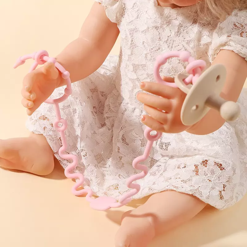 Dot silikon bayi baru, dot silikon tali gantung mainan rantai Anti jatuh kelas makanan anak-anak