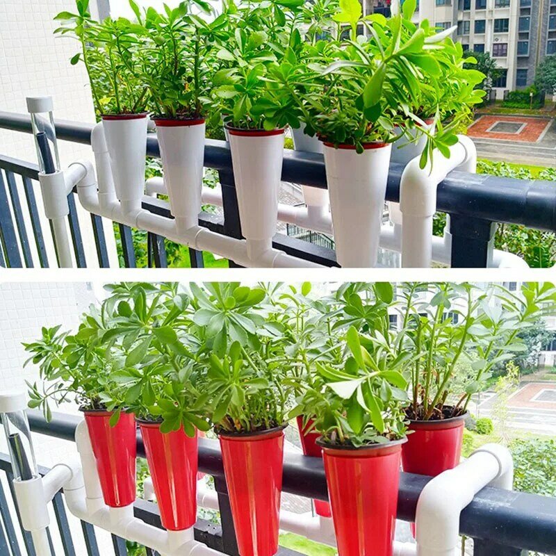 System hydroponiczny ogrodowa rama szklarni balkonowa poręcz wisząca stojak do sadzenia sadzarka hydroponiczna inteligentna zestaw do organizacji aerobowa