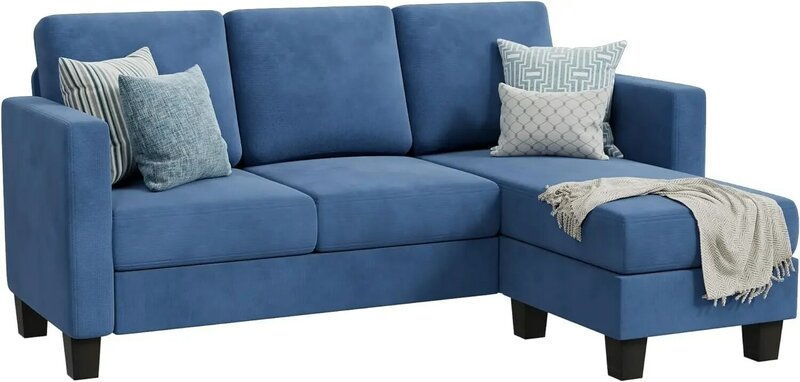 Sofá seccional Convertible en forma de L, asiento suave con tela de lino moderna, sofás de espacio pequeño para Livin, 3 piezas