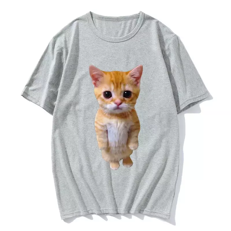 Homens e mulheres gato engraçado camiseta casual com estampa 3D Harajuku camiseta de verão, roupas da moda para menina e menino