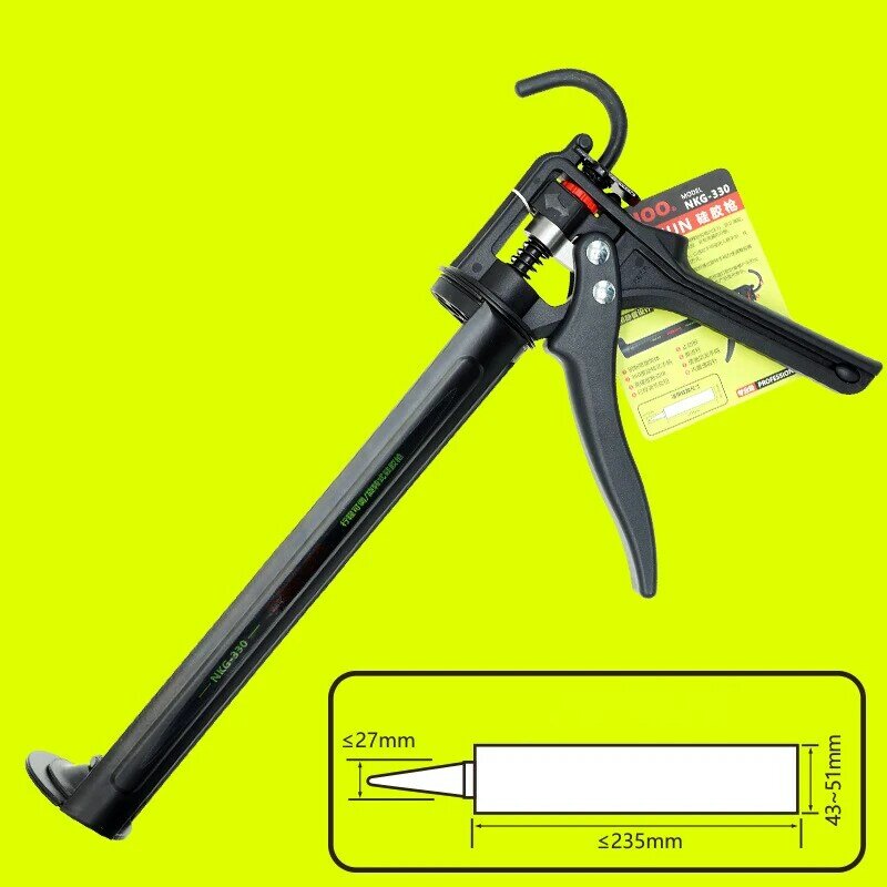 Manual Cartridge Gun Rotatable Barrel, Caulking Gun Adjustable Stroke, Dripless Adhesive Cartridge Applicator Epoxy Gun