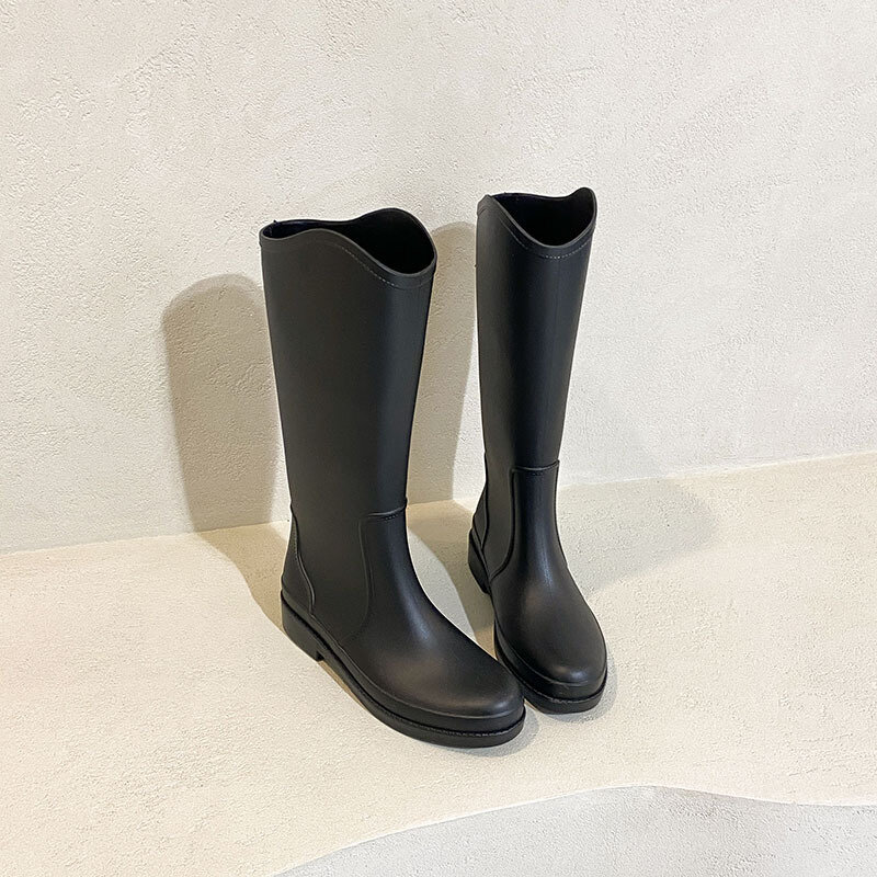 Nova moda meados de bezerro botas de chuva quente ao ar livre confortável à prova dwork água sapatos de trabalho feminino cor sólida botas de água