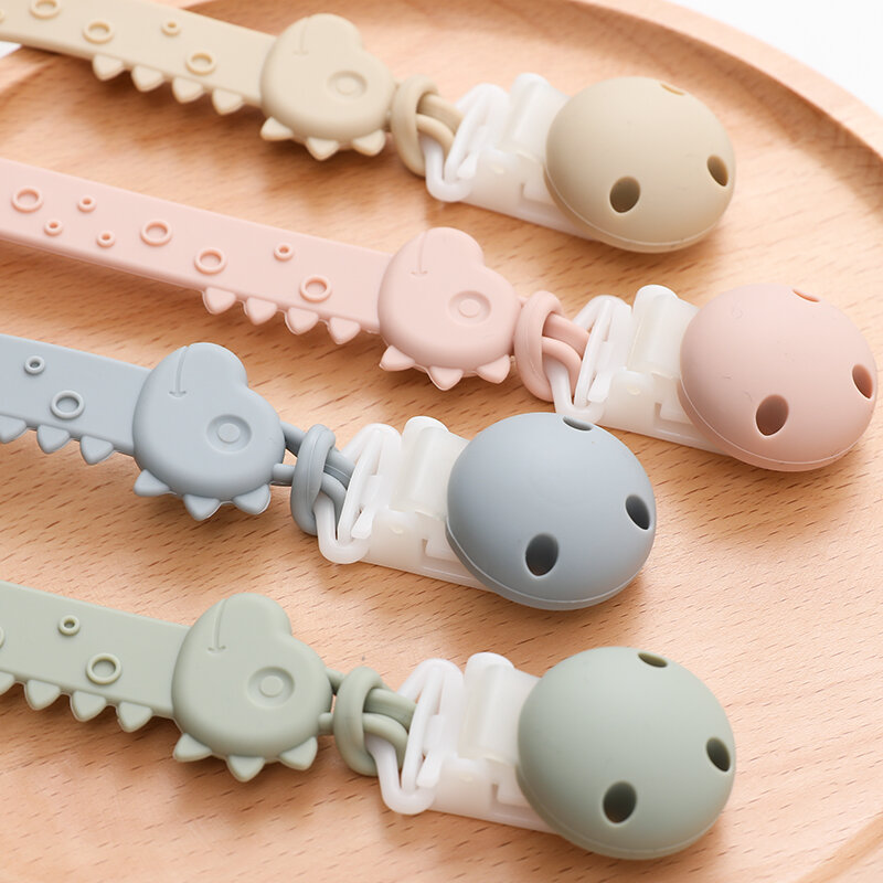 Silicone Pacifier Clip withOne-Piece Design, Rust-Free Soft Flexible Pacifier Leashes, Unisex Pacifier Smoother Clip Fits All