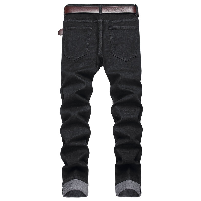 Y2K Streetwear Autumn New Fashion Harajuku Mens Black Ripped Jeans Causal Stretch Cargo Denim Pants For Men Jean Trousers 남자바지