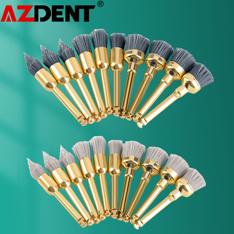 AZDENT-Escova De Polimento Dental Para Contra Angle Handpiece, Prophy Brushes, Óxido De Alumínio, Carboneto De Silício, 10Pcs