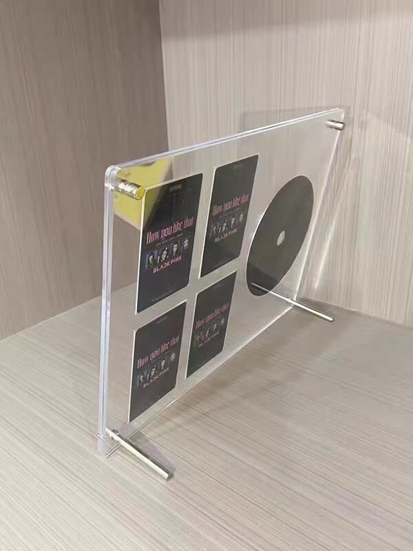 Kawaii Pemegang Kartu Foto Tipe CD Disc 3 Inci Dekorasi Meja Album Transparan Dudukan Display Bingkai Foto Kartu Idola Kpop