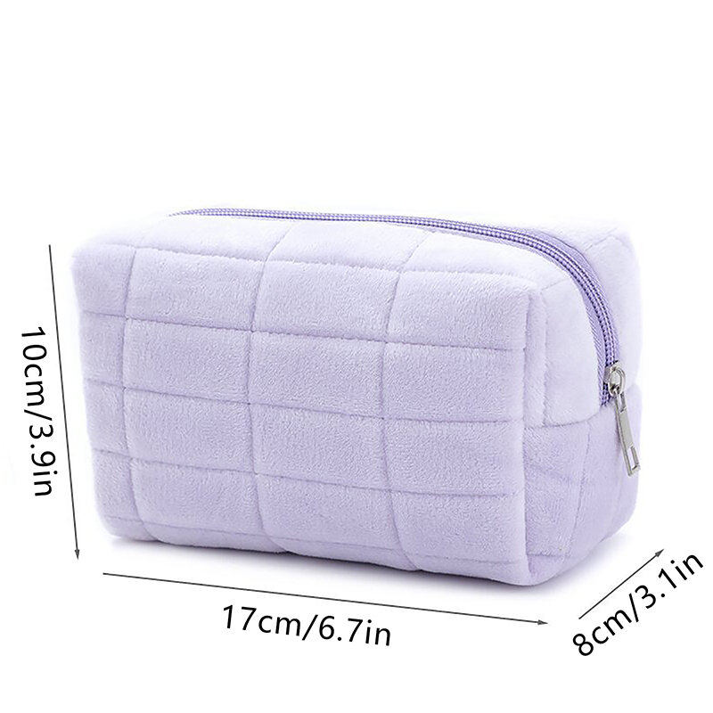 Cute Fur Makeup Bag Travel Cosmetic Bags For Women Zipper Large Solid Color Cosmetic Bag Cute Mini Zipper Toiletry Bag
