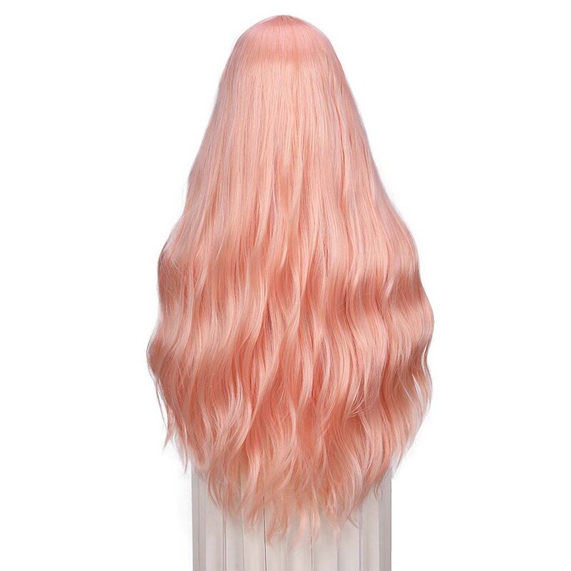 Peruca sintética ondulada longa para mulheres, peruca cosplay resistente ao calor, rosa, 26 ", festa diária, frete grátis