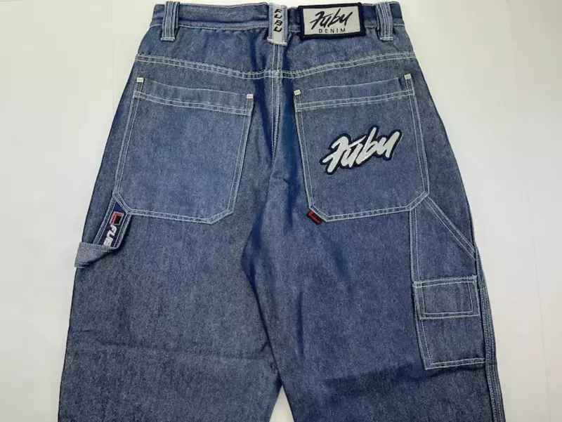 Celana Jeans pribadi Y2K huruf Hip-hop, celana Jeans longgar biru Retro Harajuku baru celana panjang lebar pinggang tinggi untuk pria