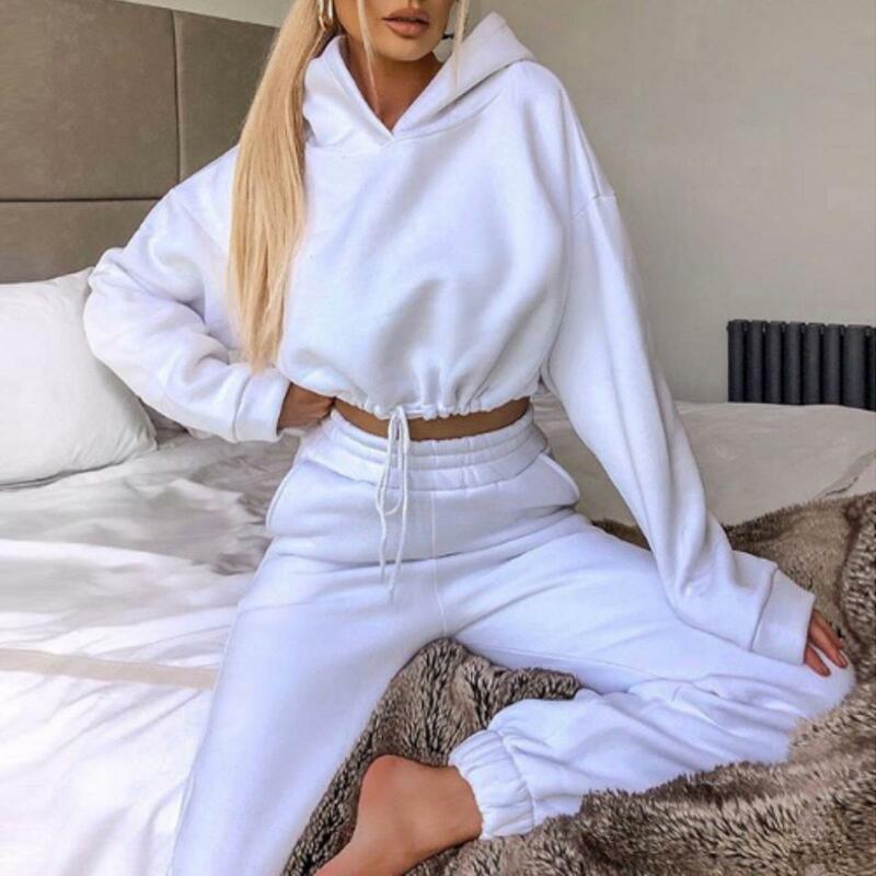 New women's hoodie two-piece women's sportswear set with exposed navel hoodie and jogging pants sportswear casual jogging set