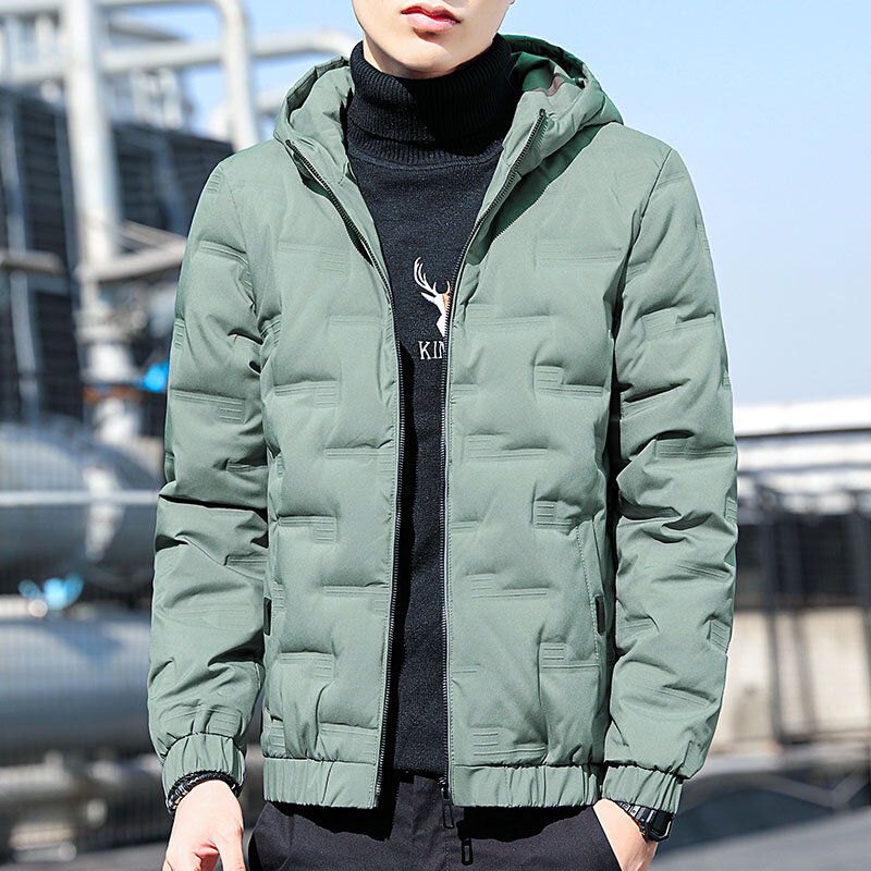 New 2023 Autumn Hooded Cotton-Padded Jackets Men's Casual Solid Color Warm Parkas Youth Outwear Loose Thick Down Coats Clothing