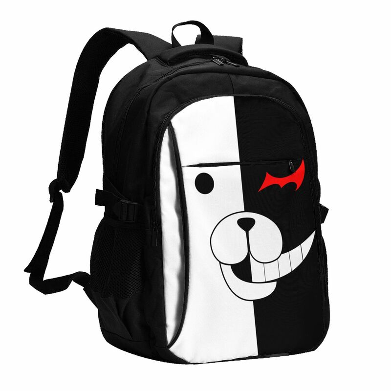 Дорожный рюкзак для ноутбука Danganronpa Monokuma, деловой водостойкий рюкзак для ноутбука с USB-портом для зарядки, сумка для колледжа