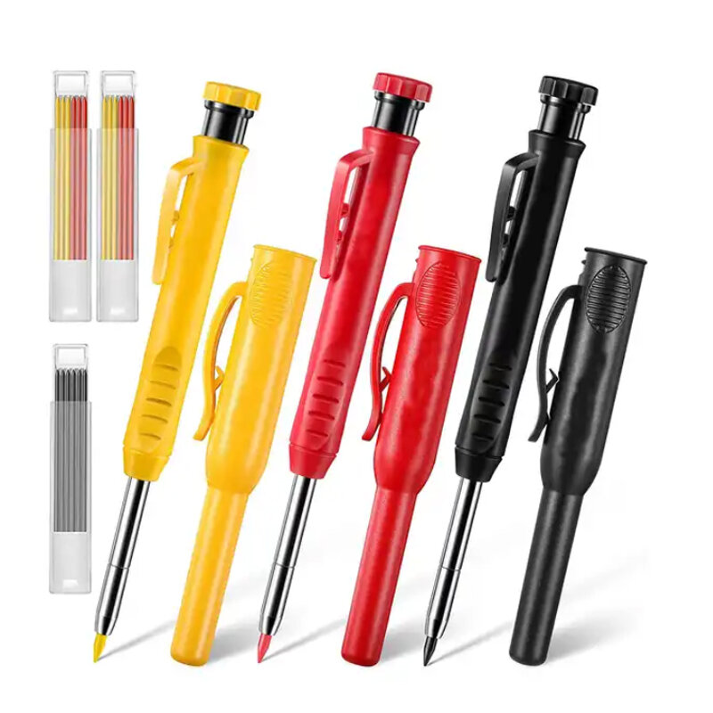 기계식 연필 리필 시공 도구, 작업 표시 스크라이버, 단단한 목공 도구, 샤프너가 있는 목수 연필, 3 가지 색상