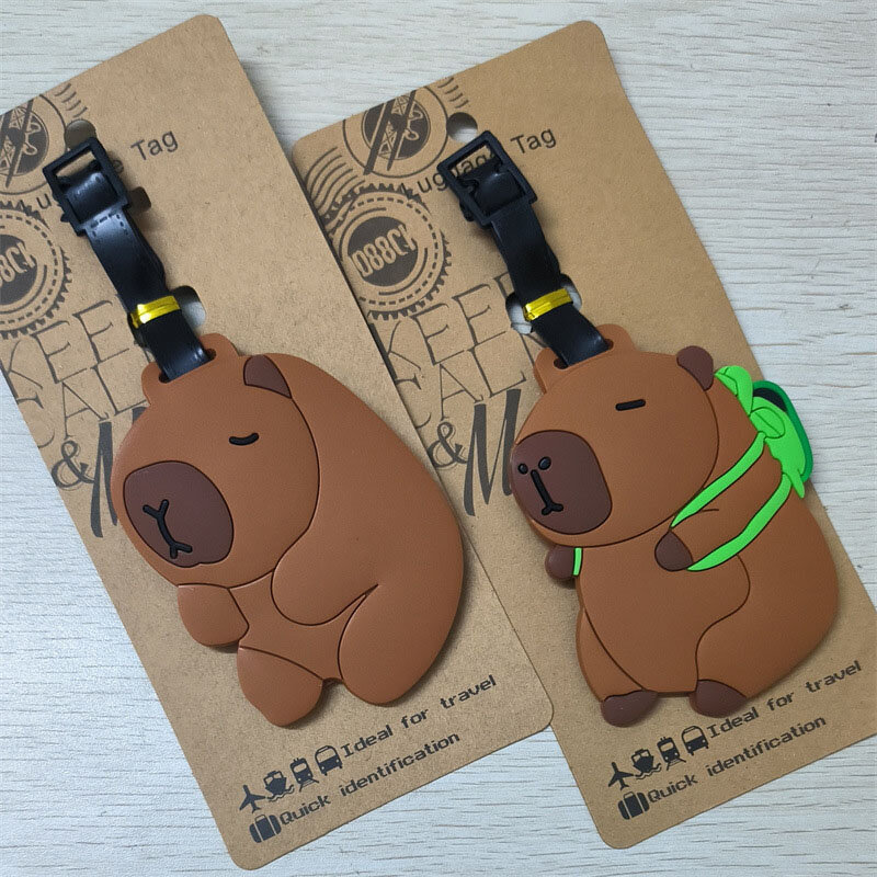 Etiqueta de equipaje Capybara para hombre y mujer, soporte de identificación de maleta de Gel de sílice, etiqueta portátil, gran oferta