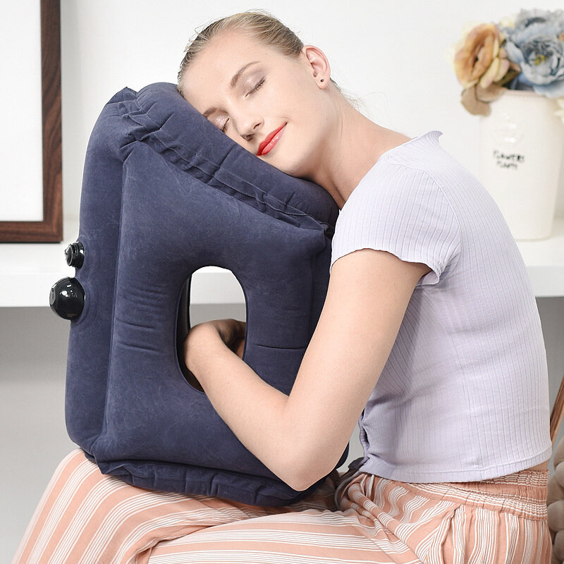 Надувная подушка артефакт для сна, дорожная надувная подушка для шеи, сетчатая красная дорожная подушка для защиты шеи и шеи