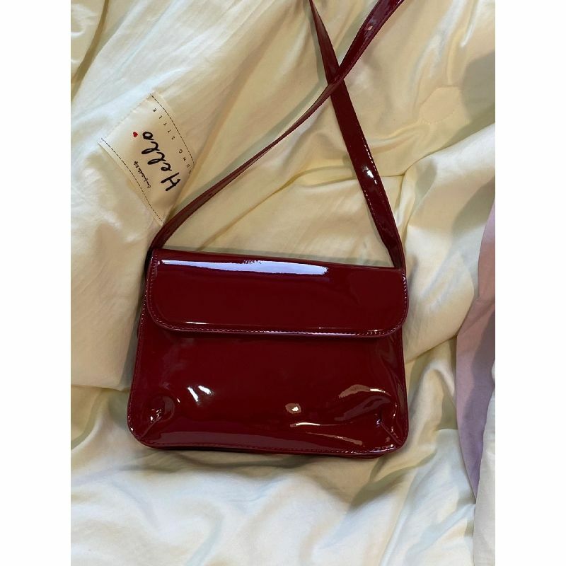 Винтажная женская сумка HAEX 2024, трендовая красная женская сумка через плечо из лакированной кожи, модная Роскошная повседневная женская сумка