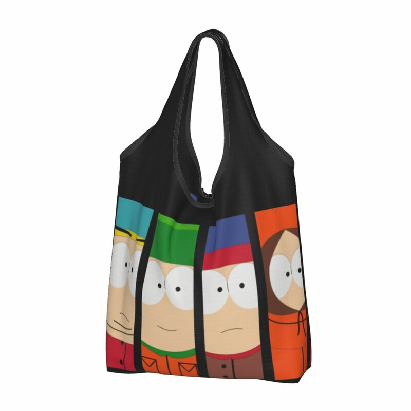 Southpark Characters Reusable Shopping Grocery Bags Foldable 50LB Weight Capacity Cartoon Anime Eco Bag Eco-Friendly Washable